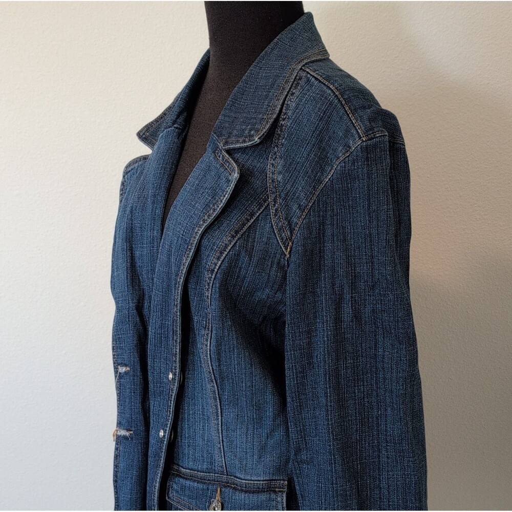 Gloria Vanderbilt Women's Blue Denim Jacket Collared Button Pockets Size XL - Picture 2 of 10